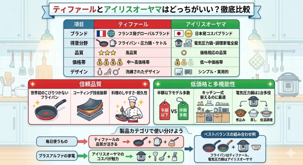 ティファール アイリスオーヤマ どっち
