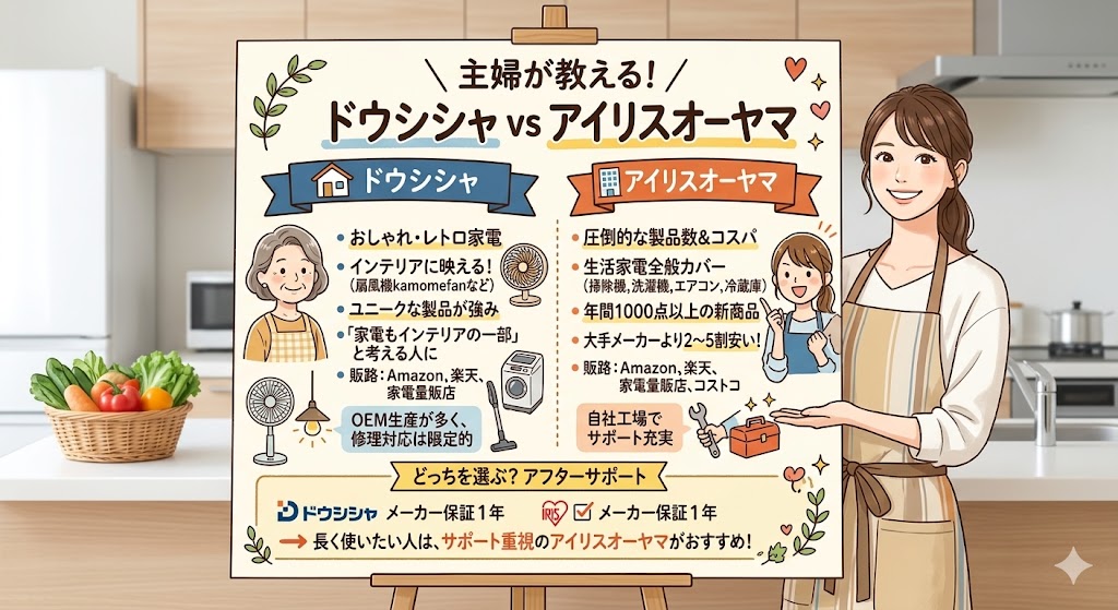 アイリスオーヤマとドウシシャの違い